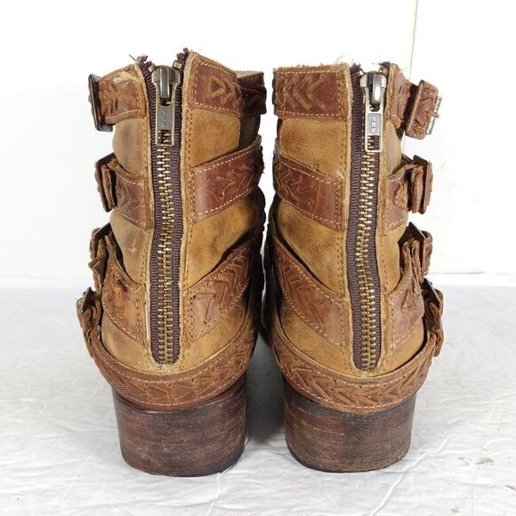 FREEBIRD BY STEVEN Women's Roper US 9M Brown Leather Distressed Strappy Booties - Picture 10 of 14